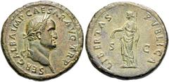 RÖMER, KAISERZEIT. Galba 68-69, Sesterz ca. Oktober 68, Rom. Av.: SER GALBA IMP CAESAR AVG TR P, belorbeerter Kopf nach rechts. Rv.: LIBERTAS PVBLICA // S-C, Libertas steht mit Zepter und Pileus in de