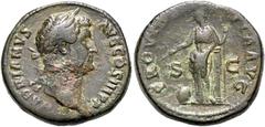 RÖMER, KAISERZEIT. Hadrianus 117-138, Sesterz 134-138, Rom. Av.: HADRIANVS AVG COS III P P, belorbeerter Kopf nach rechts. Rv.: PROVIDEN-TIA AVG // S-C, Providentia steht nach links mit Zepter, deutet