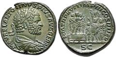 RÖMER, KAISERZEIT. Caracalla 198/211-217, Sesterz 214, Rom. Av.: M AVREL ANTONINVS PIVS AVG GERM, drapierte, belorbeerte Büste nach rechts. Rv.: P M TR P XVII IMP III COS IIII P P // S-C, Caracalla mi