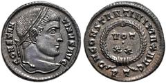RÖMER, KAISERZEIT. Constantinus I. 306-337, Follis 320-321, Ticinum. Av.: CONSTAN-TINVS AVG, belorbeerter Kopf nach rechts. Rv.: D N CONSTANTINI MAX AVG // PT, im Lorbeerkranz VOT•XX. 2,28 g. RIC VII: