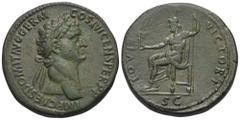 RÖMER, KAISERZEIT. Domitianus 81-96, Sesterz 90-91, Rom. Av.: IMP CAES DOMIT AVG GERM COS CENS PER P P, belorbeerter Kopf nach rechts. Rv.: IOVI VICTORI / S-C, Jupiter mit Victoria und Zepter nach lin
