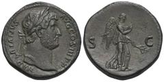 RÖMER, KAISERZEIT. Hadrianus 117-138, Sesterz 136, Rom. Av.: HADRIANVS AVG COS III P P, belorbeerter Kopf nach rechts. Rv.: S-C, Victoria-Nemesis mit angehobenem Gewand und Zweig nach rechts schreiten