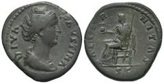 RÖMER, KAISERZEIT. Faustina Maior 138-141, Konsekrationsprägungen, As nach 141, Rom. Av.: DIVA - FAVSTINA, drapierte Büste nach rechts. Rv.: AETER-NITAS // S C, Aeternitas mit Zepter und Phoenix auf G