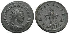 RÖMER, KAISERZEIT. Tacitus 275-276, Antoninian 275, Rom. Av.: IMP C M CL TACITVS AVG, drapierte und gepanzerte Büste mit Strahlenkrone nach rechts. Rv.: LAETITIA AVG // XXIB, Laetitia mit Kranz und An