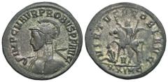 RÖMER, KAISERZEIT. Probus 276-282, Antoninian 276-282, Cyzikus. Av.: IMP C M AVR PROBVS P F AVG, gepanzerte Büste mit Helm, Strahlenkrone, Lanze und Schild nach links. Rv.: VIRTVS PROBI AVG // V // XX