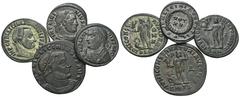 RÖMER, KAISERZEIT. Licinius I. 308-324, Lot mit Folles. Folles aus Thessaloniki (RIC VI: 51), Alexandria (RIC VII: 10), Nikomedia (RIC VII: 24) und Arelate (RIC VII: 229). (4) Vorzüglich