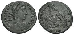 RÖMER, KAISERZEIT. Constantius II. 337-361, Centenionalis, Thessaloniki. Av.: D N CONSTANTIVS P F AVG, gepanzerte und drapierte Büste mit Perlendiadem nach rechts, im Feld A. Rv.: FEL TEMP REPARATIO /