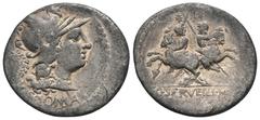 RÖMER, REPUBLIK. C. Servilius 136 v. Chr., Denar 136 v. Chr., Rom. Av.: Romakopf mit Flügelhelm nach rechts, dahinter Kranz und Stern, im Abschnitt ROMA. Rv.: C • SERVEILI • M • F, Dioskuren zu Pferde