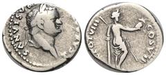 RÖMER, KAISERZEIT. Titus als Caesar 69-79, Denar 79, Rom. Av.: T CAESAR IMP VESPASIANVS, belorbeerter Kopf nach rechts. Rv.: TR POT VIII COS VII, Venus im Rückenansicht mit Zepter und Helm an Säule le