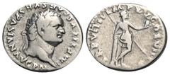 RÖMER, KAISERZEIT. Titus 79-81, Denar 79, Rom. Av.: IMP TITVS CAES VESPASIAN AVG P M, belorbeerter Kopf nach rechts. Rv.: TR P VIIII IMP XV COS VII P P, Venus mit Helm und Lanze auf Säule gestützt. 3,