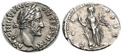 RÖMER, KAISERZEIT. Antoninus Pius 138-161, Denar 151-152, Rom. Av.: ANTONINVS AVG PIVS P P TR P XV, belorbeerter Kopf nach rechts. Rv.: COS IIII, Fortuna mit Ruder auf Globus und Füllhorn nach rechts 