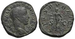 RÖMER, KAISERZEIT. Severus Alexander 222-235, Sesterz 232, Rom. Av.: IMP ALEXANDER PIVS AVG, belorbeerte Büste mit drapierter linker Schulter nach rechts. Rv.: SPES PVBLICA // S-C, Spes mit Blume und 