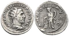 RÖMER, KAISERZEIT. Philippus I. Arabs 244-249, Antoninian 246, Rom. Av.: IMP M IVL PHILIPPVS AVG, drapierte und gepanzerte Büste mit Strahlenkrone nach rechts. Rv.: ANNONA AVGG, Annona steht mit Füllh