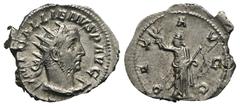 RÖMER, KAISERZEIT. Gallienus 253/259-268, Antoninian 257, Mediolanum. Av.: IMP GALLIENVS P AVG, gepanzerte Büste mit Strahlenkrone nach rechts. Rv.: PAX AVG, Pax steht mit Zweig und Zepter nach links.