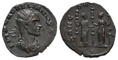 RÖMER, KAISERZEIT. Aurelianus 270-275, Antoninian 270-275, Mediolanum, 3. Offizin. Av.: IMP C AVRELIANVS A[VG], drapierte und gepanzerte Büste mit Strahlenkrone nach rechts. Rv.: CONC-OR[DIA MILI] // 