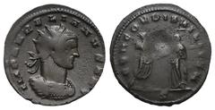 RÖMER, KAISERZEIT. Aurelianus 270-275, Antoninian 271, Mediolanum. Av.: IMP AVRELIANVS AVG, gepanzerte Büste mit Strahlenkrone nach rechts. Rv.: CONCORDIA MILITVM // S, Kaiser und Concordia stehen sic