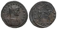 RÖMER, KAISERZEIT. Aurelianus 270-275, Antoninian 272-274, Siscia, 4. Offizin. Av.: IMP AVRELIANVS AVG, gepanzerte Büste mit Strahlenkrone nach rechts. Rv.: IOVI CON-SER // ✱Q, Kaiser empfängt Globus 