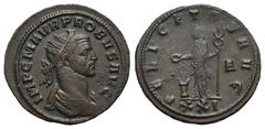 RÖMER, KAISERZEIT. Probus 276-282, Antoninian 280, Siscia. Av.: IMP C M AVR PROBVS AVG, drapierte und gepanzerte Büste mit Strahlenkrone nach rechts. Rv.: FELICITAS AVG // A // XXI, Felicitas steht mi