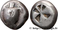 Greek Coins AEGINA - AEGINA ISLAND - AEGINA Type : Statère  Date : c. 525-475 AC.  Mint name / Town : Égine, Aegina  Metal : silver  Diameter : 18,5  mm Weight : 11,94  g. Rarity : R1  Obverse legend 