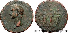 Roman coins CALIGULA Type : Sesterce  Date : 37-38  Mint name / Town : Rome  Metal : copper  Diameter : 34,5  mm Orientation dies : 6  h. Weight : 19,30  g. Rarity : R2  Obverse legend : C CAESAR AVG 