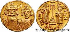 Byzantine coins CONSTANS II, CONSTANTINE IV, HERACLIUS and TIBERIUS Type : Solidus  Date : 661-663  Mint name / Town : Constantinople  Metal : gold  Diameter : 18,5  mm Orientation dies : 6  h. Weight