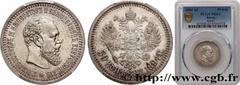 World coins RUSSIA - ALEXANDER III Type : 50 Kopecks   Date : 1894  Mint name / Town : Saint-Petersbourg  Quantity minted : -  Metal : silver  Millesimal fineness : 900  ‰ Diameter : 27  mm Orientatio