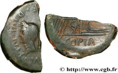 Roman coins LUGDUNUM - LYON - JULIUS CAESAR and OCTAVIAN Type : Dupondius  Date : c. 36 AC.  Mint name / Town : Lyon  Metal : copper  Diameter : 32  mm Orientation dies : 9  h. Weight : 8,25  g. Rarit