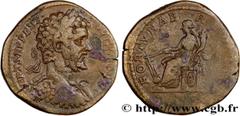 Roman coins SEPTIMIUS SEVERUS Type : Sesterce  Date : 196  Mint name / Town : Rome  Metal : copper  Diameter : 31,5  mm Orientation dies : 12  h. Weight : 26,76  g. Rarity : R1  Officine : 1re  Obvers