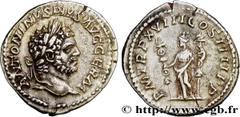 Roman coins CARACALLA Type : Denier  Date : 215  Mint name / Town : Rome  Metal : silver  Millesimal fineness : 500  ‰ Diameter : 19  mm Orientation dies : 6  h. Weight : 3,30  g. Rarity : R1  Officin