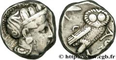 ATTICA - ATHENS Tétradrachme c. 350-320 AC. Athènes silver (22mm, 17,06g, 9h) Obverse : Anépigraphe Tête d'Athéna à droite, l'œil vu de profil, coiffée du casque attique à cimier, orné de trois feuill