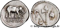 Roman coins JULIUS CAESAR Type : Denier  Date : 49 AC.  Mint name / Town : Gaule ou Italie  Metal : silver  Millesimal fineness : 950  ‰ Diameter : 18,5  mm Orientation dies : 1  h. Weight : 4,05  g. 