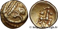 Celtic coins GALLIA BELGICA - BELLOVACI (Area of Beauvais) Type : Quart de statère d'or à l'astre, cheval à droite  Date : c. 80-50 AC.  Mint name / Town : Beauvais (60)  Metal : gold  Diameter : 11,5