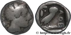 Greek Coins ATTICA - ATHENS Type : Drachme  Date : c. 454-404 AC.  Mint name / Town : Athènes, Attique  Metal : silver  Diameter : 15,5  mm Orientation dies : 9  h. Weight : 3,88  g. Rarity : R2  Obve