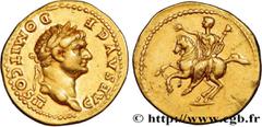 Roman coins DOMITIANUS Type : Aureus  Date : 73  Mint name / Town : Rome  Metal : gold  Diameter : 20  mm Orientation dies : 1  h. Weight : 7,37  g. Rarity : R1  Obverse legend : CAES AVG F - DOMIT CO