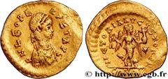 Roman coins LEO I Type : Tremissis  Date : 457-474  Mint name / Town : Constantinople  Metal : gold  Diameter : 14  mm Orientation dies : 6  h. Weight : 1,48  g. Rarity : R1  Obverse legend : D N LEO 