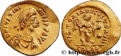 Byzantine coins JUSTINIAN I Type : Tremissis   Date : 527-565  Mint name / Town : Constantinople  Metal : gold  Millesimal fineness : 1000  ‰ Diameter : 15,5  mm Orientation dies : 6  h. Weight : 1,49