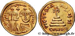Byzantine coins HERACLIUS and HERACLIUS CONSTANTINE Type : Solidus  Date : 629-631  Mint name / Town : Constantinople  Metal : gold  Millesimal fineness : 1.000  ‰ Diameter : 20  mm Orientation dies :