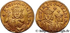 Byzantine coins THEOPHILUS, MICHAEL II and CONSTANTINUS Type : Solidus  Date : 830-840  Mint name / Town : Constantinople  Metal : gold  Millesimal fineness : 1000  ‰ Diameter : 19,5  mm Orientation d