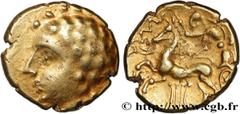 Celtic coins GALLIA - ARVERNI (Area of Clermont-Ferrand) Type : Statère d’or au cheval à gauche et à la lyre, du type de Lapte  Date : c. 120-60 AC.  Metal : gold  Diameter : 17  mm Orientation dies :