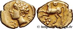 Celtic coins GALLIA - ARVERNI (Area of Clermont-Ferrand) Type : Statère d’or à la lyre et au fleuron, type CAS  Date : c. 60 AC.  Metal : gold  Diameter : 17,5  mm Orientation dies : 12  h. Weight : 7