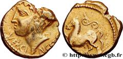 Celtic coins GALLIA - ARVERNI (Area of Clermont-Ferrand) Type : Statère d’or au nom de VERCINGETORIXS, classe à l’amphore et au S couché  Date : 58-52 avant J.-C.  Metal : gold  Diameter : 17,5  mm Or