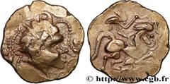Celtic coins NAMNETES (Area of Nantes) Type : Statère d’or à l'hippophore, au bâton  Date : Ier siècle avant J.-C.  Mint name / Town : Nantes (44)  Metal : gold  Diameter : 21,5  mm Orientation dies :