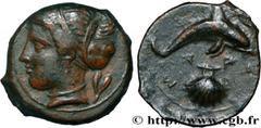 Greek Coins SICILY - SYRACUSE Type : Hemilitron  Date : c. 415-405 AC.  Mint name / Town : Syracuse, Sicile  Metal : bronze  Diameter : 15,5  mm Orientation dies : 3  h. Weight : 2,63  g. Rarity : R1 