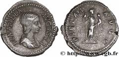 Roman coins PLAUTILLA Type : Denier  Date : 203  Mint name / Town : Rome  Metal : silver  Millesimal fineness : 500  ‰ Diameter : 19,5  mm Orientation dies : 12  h. Weight : 2,97  g. Rarity : R1  Offi