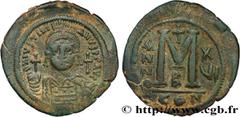 Byzantine coins JUSTINIAN I Type : Follis  Date : an 16  Mint name / Town : Constantinople  Metal : copper  Diameter : 37,5  mm Orientation dies : 6  h. Weight : 19,76  g. Rarity : R1  Officine : 2e  