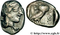 ATTICA - ATHENS Drachme c. 430 AC. Attique, Athènes R2 silver (17mm, 4,17g, 9h) Obverse : Anépigraphe Tête d'Athéna à droite, coiffée du casque attique à cimier, orné de trois feuilles d'olivier et d'
