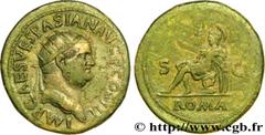 VESPASIANUS Dupondius, (MB, Æ 31) 71 Rome R1 copper (30,5mm, 12,14g, 6h) Obverse : IMP CAES VESPASIAN AVG COS III Tête radiée de Vespasien à droite (O) Reverse : ROMA/ S|C Roma (Rome) en habit militai