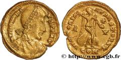 Roman coins HONORIUS Type : Tremissis  Date : 408-423  Mint name / Town : Ravenne  Metal : gold  Diameter : 13,5  mm Orientation dies : 11  h. Weight : 1,45  g. Rarity : R1  Obverse legend : DN HONORI