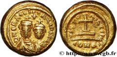 Byzantine coins HERACLIUS and HERACLIUS CONSTANTINE Type : Solidus  Date : indiction 8  Date : 614-615  Mint name / Town : Carthage  Metal : gold  Millesimal fineness : 1000  ‰ Diameter : 12,5  mm Ori