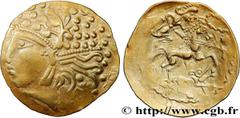 Celtic coins GALLIA - AULERCI EBUROVICES (Area of Évreux) Type : Hémistatère scyphate au loup, type Danicourt  Date : IIe - Ier siècles avant J.-C.  Mint name / Town : Évreux (27)  Metal : gold  Diame